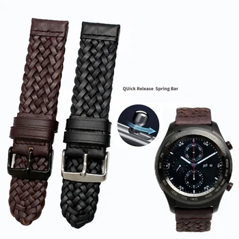 BEAFIRY Håndlavet Vævet 20mm 22mm 24mm Se Bandet i Ægte Læder watchbands for Mænd-Bælte Rem for Huawei, Samsung