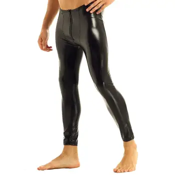 Herre Patent Læder Bukser Fase Tynde Performance Bukser Stretch Leggings Mænd Sexet Bodywear Bukser Undertøj Clubwear
