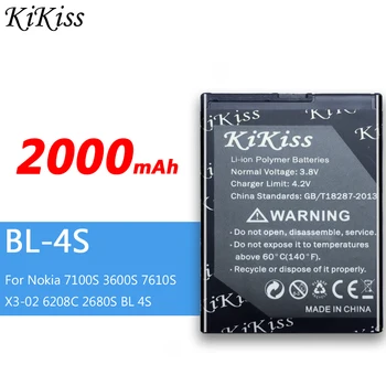 2000mAh KiKiss Lithium-Polymer Genopladeligt Batteri BL-4S Til Nokia 7100S 3600S 7610S X3-02 6208C 2680S BL 4S