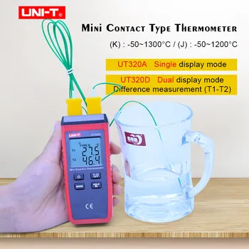 ENHED UT320A UT320D Termometer Termoelement Mini-Kontakt Type: Enkelt - /Dobbelt Kanal K/J Temperatur Måleren Data hold MAX/MIN/AVG