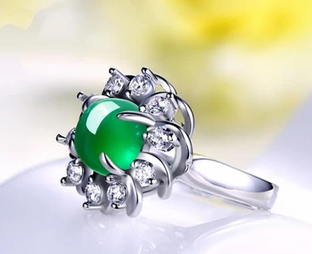 Luksus Fine Smykker Smaragd Ringe til Kvinder, Bryllup, Engagement Cocktail Ringe 925 Sterling Sølv Justerbar Ring ZR234