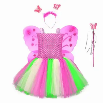 Lilla Fe Butterfly Tutu Pige Kjole Med Vinger Lyst Til Baby Piger Fødselsdag Kjoler Børn Cosplay Halloween Kostume