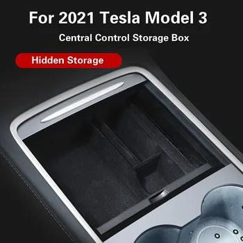 Nye Tesla Model3 Bil Centrale Armlæn Opbevaringsboks Til Tesla Model 3 2021 Tilbehør Center Konsol Strømmer Arrangør Beholdere