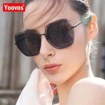 Yoovos Overdimensionerede Solbriller Kvinder 2021 Vintage Klassisk Kvinder Solbriller Luksus Brand Design Spejl Mode Oculos De Sol Gafas