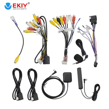 EKIY 20 Pin USB ISO Strøm Kabel-Radio Adapter Mikrofon bakkamera Output AUX GPS Wifi/4G Version RCA Kablet Til bilradioen
