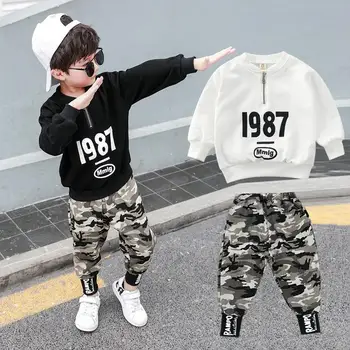 2PC Børnene store Drenge på Militær tøj Tøj Sæt Ung Dreng Top + Bukser Udstyr Passer til Børn Camouflage Træningsdragter til 3-12t