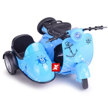 1:14 skala trykstøbt MWSC Motorcykel Med Sidevogn metal model med lys og lyd trække sig tilbage køretøj vespa legering legetøj til gaver