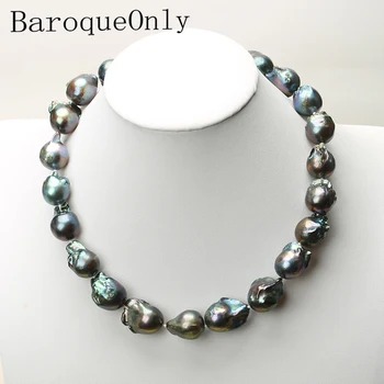 Real Enorme Naturlige perle sort barok perle kæde halskæde choker lang halskæde 45/50/55 AAA til pige gift party Nye smykker