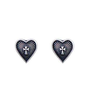 MKENDN 925 Sterling Sølv Okkulte Mørke Gotiske Hellige Hjerte på Tværs af Stud Øreringe Smykker Til Kvinder, som Ikke Allergisk Fine Smykker