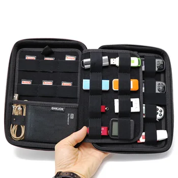 Portable Hard Drive Case Taske Vandtæt, Stødsikkert Elektronisk Tilbehør Arrangør Holder / USB-Flash-Drev Sag Taske / Black