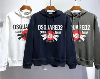 Oversøiske Autentisk 2020 fw Efterår og Vinter D2 kvinder/mænd hoodie trykt unisex casual DSQ2 sweatshirt Sort DS303