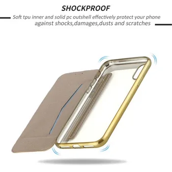 Galvaniseret Book Flip Case Til iPhone 12 11 Pro Max X XR XS Max 5 5S SE 6 6s 7 8 Plus Slim Læder-Kort Slot Stå Klart Dække