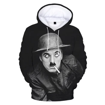 2021 Nye Chaplin Hættetrøjer 3D-Print Mode Efterår/Vinter med Lange Ærmer Populære Trøjer Charlie Chaplin 3D Hætteklædte Sweatshirts