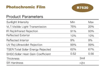 SUNICE 100cmx50cm Fotokromisk Film 20%~75%lystransmission Bil Window Tint Solen Kontrol Film Bilen Hjem Glas Mærkat Sommer