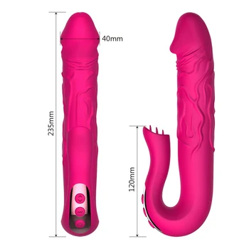 OLO Teleskopisk Rotation AV Stick Sex Legetøj til Kvinder Dildo Vibrator Tungen Slikke G-spot Massage Klitoris Stimulator