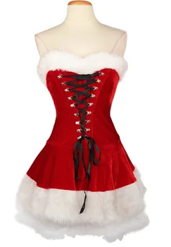 Sexede Damer Velvet Jul Tube Top Mini Kjole Glip af Santa Claus XMAS Kostume-Outfit