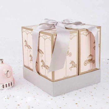 Pink Runde Ottekantede Square Box Emballage Gaver Candy Box Wedding Favor Gaver Dekorative Kasser til Brudepige