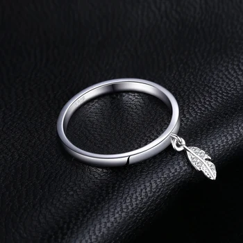 JewelryPalace Dingle Blad Charm i Ringe 925 Sterling Sølv Ringe for Kvinder Stabelbare Band Ring i Sølv 925 Smykker Fine Smykker