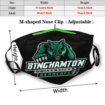 Den Binghamton Bearcats Maske Pm2.5 Filter Vaskbart Voksen Barn DIY Abilene Christian Wildcats Universitet Collegiate Athletic Team