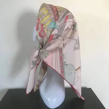2020 nye ankomst foråret efteråret klassiske design ren silke tørklæde twill hånd lavet roll 90*90 cm sjal wrap til kvinder, dame gave