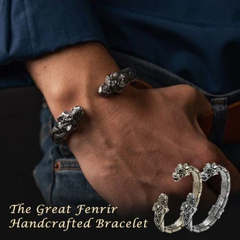 Den Store Fenris Håndlavede Armbånd Viking Armbånd Mode Smykker til Mænd, Kvinder Hogard