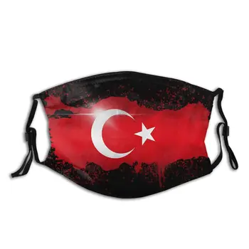 Tyrkiet Flag Ikke Disponibel Trykt Munden ansigtsmaske Vindtæt Kolde Bevis med Filtre Vinter Beskyttelse Dække Dæmpe for Voksne