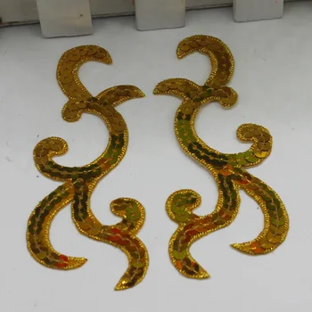 YACKALASI 5 Par/Masse Sequined Blomst Applicerede Cosplay Kostume Spejl Par Patches Jern På Performance, Dans, Trimmer 6 cm*4cm