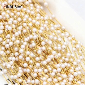 Koreanere 4mm Perle Perler, Kæde Til gør det selv Smykker 14k Forgyldt 1,2 mm Metal Kæde Pearl Kæde Engros
