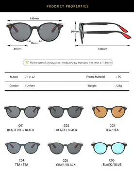 2020 Retro Vintage Runde Polariserede Solbriller Mænd Brand Designer Plast Kørsel Kvinder Fiskeri Spejl solbriller UV400