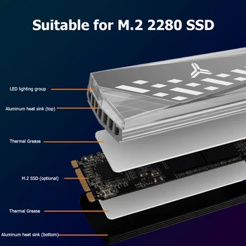 JONSBO ARGB M. 2 2280 SSD-Aluminium Heatsink RGB-Hukommelse køleplade 5V 3Pin Køligere Vest Radiator til M2 Solid State-Drev