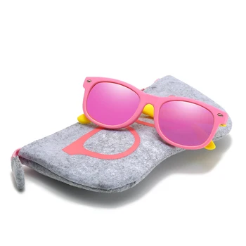 Med Taske Gummi Polaroid Baby Pige Kids Solbriller Børn Hjertet TR90 Sort Pink Hjerte Sol Briller til Børn Polariseret Fleksibel