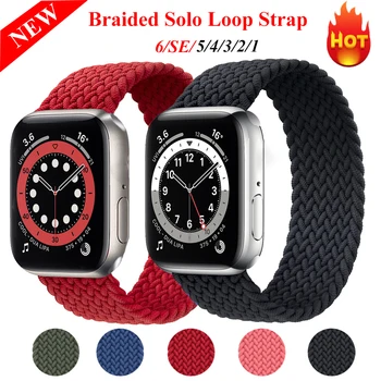 Flettet Solo Loop Strop Til Apple-Ur Serie 6 Band 5/SE/4 40MM 44MM Vævet Watchbands For iwatch Series3/2/1 38MM 42MM Rem