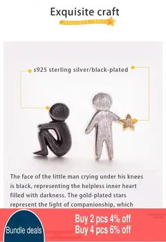 Thaya Picking Guld Stjerner, for Du Designe Stud Øreringe s925 Sølv Asymmetri Figur Øreringe til Kvinder Elegant Tekstur Smykker