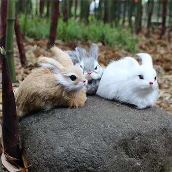 15CM Mini Søde Kaniner/Kyllinger Plys Legetøj Pels Naturtro Dyr Påske Bunny Simulering Kanin Toy Model Fødselsdag Gave
