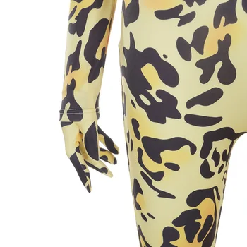 Shestyle Leopard 2021 Foråret Jumpsuits Kvinder Sexet Gul Lynlås I Ryggen Bodycon Nye Design Handsker Rullekrave Sportslige Udstyr