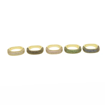 2020 Top mode Guld, fyldt blanding fem farve Stak fuld skinnende cz band ringe til kvinder, søde pige fine Smykker forlovelsesringe