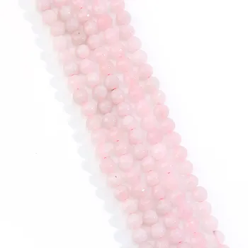 Høj Kvalitet Facetsleben Pink Krystal Agat Runde Naturlig Gemstone Kvarts Sten Løs Spacer Perler For Diy Armbånd Engros