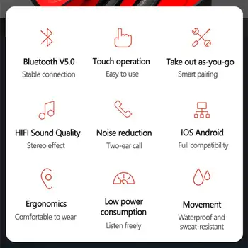 Lenovo Ny Bluetooth-5.0 Hovedtelefoner, Trådløse Hovedtelefoner Med Mikrofon Sport Vandtæt Headsets Opladning Box Til Android, IOS