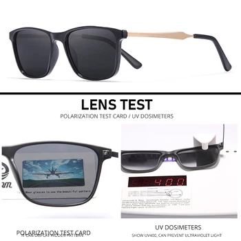 KDEAM Gennemskinnelige Pladsen Polariserede Solbriller Til Mænd Night Vision Kørsel Briller Med Blyant Form Arme KD904