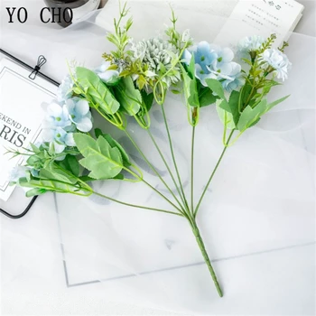 2020 bedst sælgende brude buketter kunstige blomster, silke hortensia lille buket, dekoration falske blomster buket