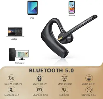 Bluetooth-Headset, Trådløse Bluetooth Hovedtelefoner Med HD CVC8.0 Dual-Mic Noise Reduction Funktion, Passende Til Smart Phones
