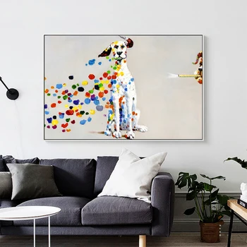 Væggen Udskriver Indretning Plakat Kunst dyreprint Olie Maleri på Lærred Farverige Hund Billede til stuen Home Decor Uden Ramme