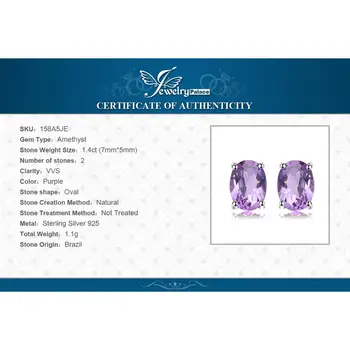 JewelryPalace 1.4 ct Ægte Ametyst Stud Øreringe af 925 Sterling Sølv Øreringe til Kvinder koreanske Earings Mode Smykker 2021