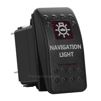 Navigation Lys Trykt Rocker Switch Rød Led 5P on-off Enkelt Polet Single-Throw Vandtæt Bil, Båd 12v/24v+Jumper Ledninger Sæt