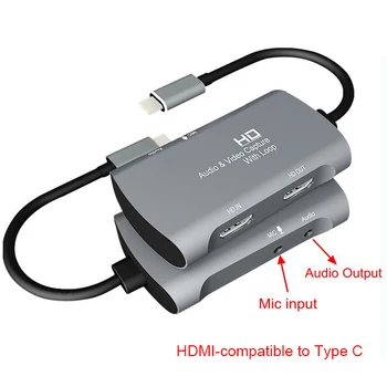 4K-Video capture Kort 1080P USB 2.0 MIC I Type C HDMI-kompatibel Lyd Video Capture Enhed Telefon Spil Registrere PC Live Streaming