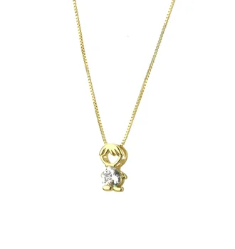 Mode nyt design halskæde i guld kobber hvid cubic zirconia dreng pige halskæde women part smykker halskæde gave