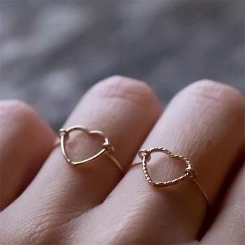 14K Guld Fyldt Hjerte-formede Ringe Kno Ring Minimalisme Guld Smykker Anillos Mujer Bague Femme Boho Aneis Ring For Kvinder