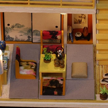 DIY 3D Træ-Miniature dukkehus Kit Japansk Stil Hus Kreative Building Assembly Model Kabine Jul Fødselsdag Gaver