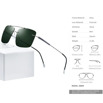 FONEX Titanium Legering TR90 Uindfattede Solbriller til Mænd 2020 Nye Ultralette Rammeløse Pladsen Kvinder Polariserede solbriller til Mænd 20009