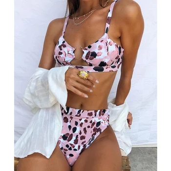 Peachtan Sexet snake print bikini sæt 2020 ny Høj talje badetøj kvinder Hule ud badedragt kvindelige Brasilianske bikini badedragt